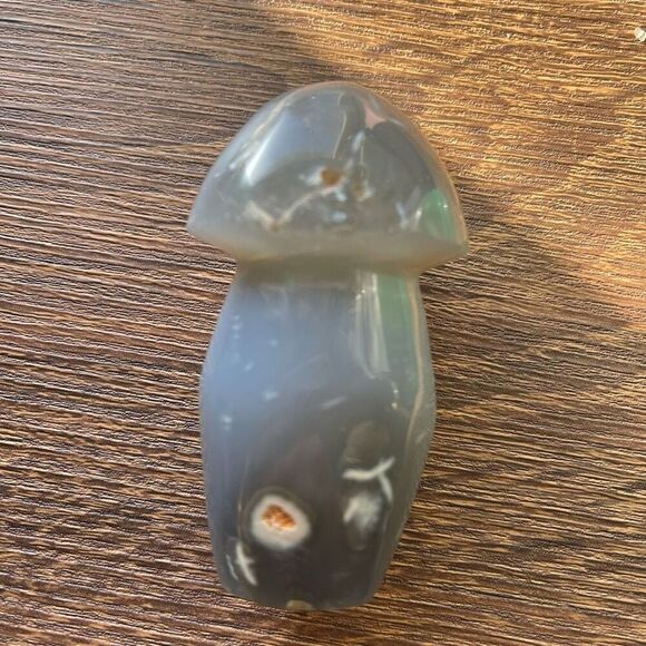 Orca agate mushroom carving crystal druzy b grey gray cream tan white - Picture 6 of 8